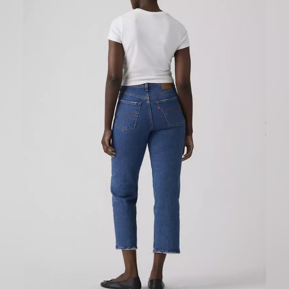 Levi’s Ribcage Straight Blue Jeans Ankle Size 31 High Rise Cropped Denim - Picture 2 of 11